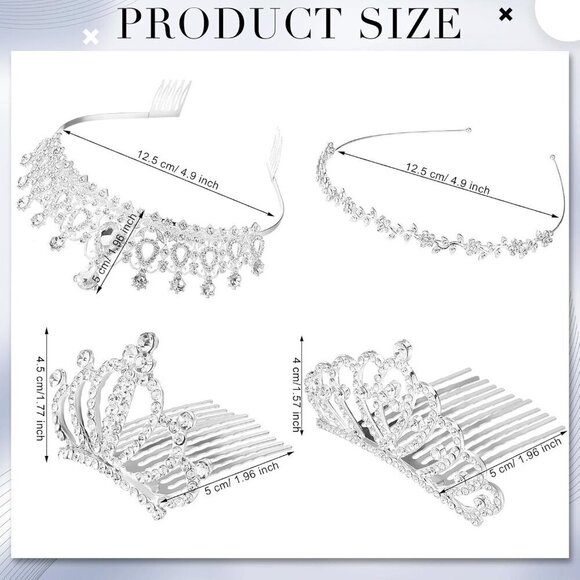 10 Pcs Silver Tiara Crowns Women Wedding Hair Accessories Bridal Bridal